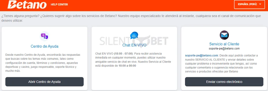 Soporte al cliente Betano